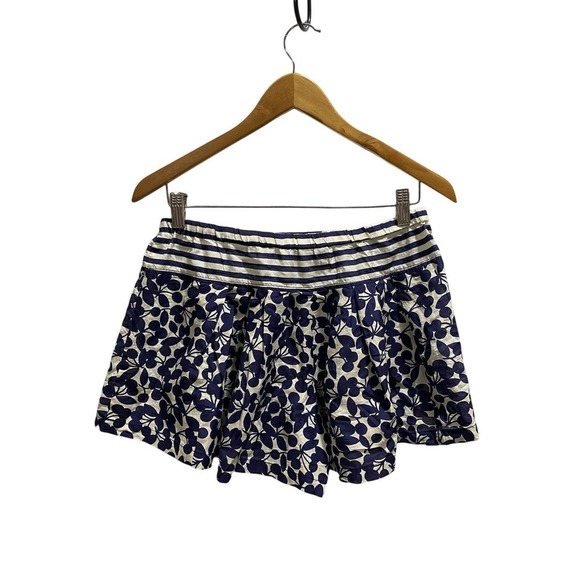 Nanette Lepore Blue White Striped Floral Coverup Silk Shorts Beachwear Sz SM - Picture 7 of 11